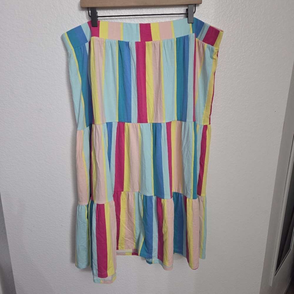 Lands End Rainbow Tencel Soft Flowy Midi Skirt Women's Size 2X - Picture 3 of 8